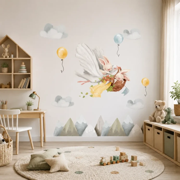 naklejki-na-sciane-kroliczki-z-bocianem-150x100-cm-arkusz.webp
