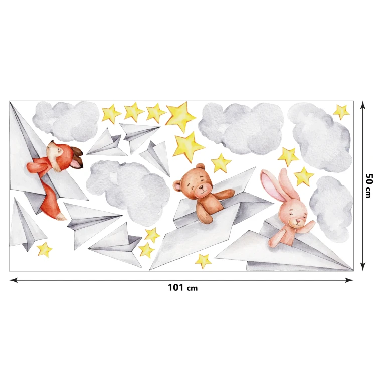 naklejki-na-sciane-zwierzatka-papierowe-samoloty-arkusz-50x100.webp