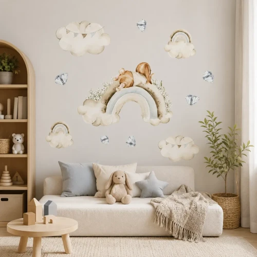 naklejki-na-ściany-króliczek-tęcza-motylki-100x100cm.webp