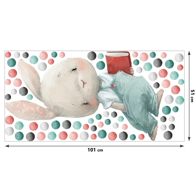 naklejki-na-ścianę-króliczek-z-książką-kropki-50x100cm.webp