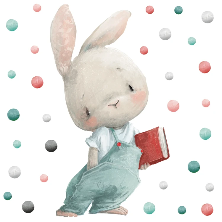 naklejki-na-ścianę-króliczek-z-książką-kropki-50x100cm.webp