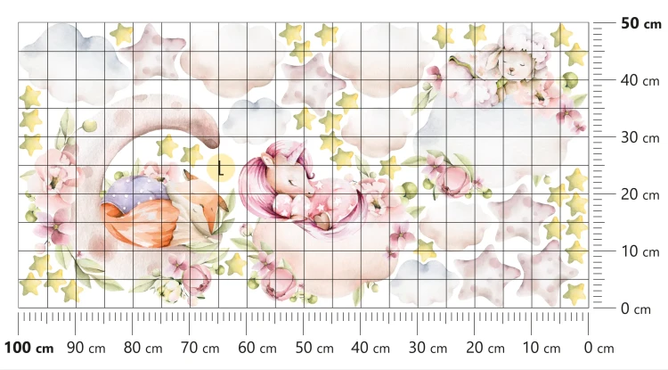 naklejki-na-ściany-zwierzątka-jednorożec-lisek-owieczka-chmurki-50-100cm.webp