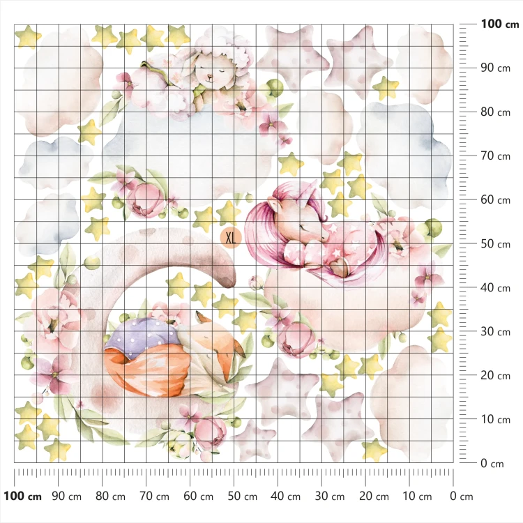 naklejki-na-ściany-zwierzątka-jednorożec-lisek-owieczka-chmurki-100-100cm.webp
