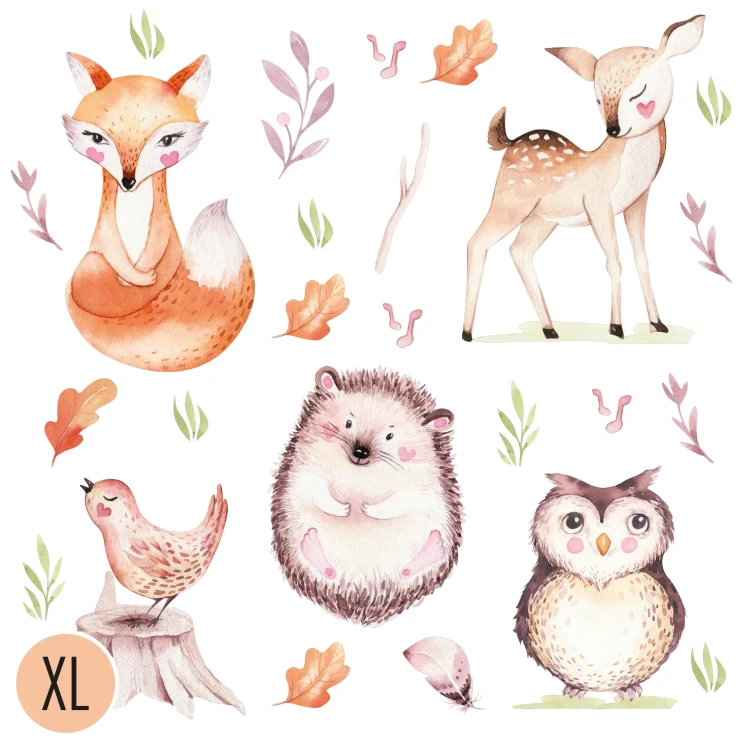 naklejki-na-sciane-do-pokoju-dziecka-lesne-zwierzatka-100x100cm.webp