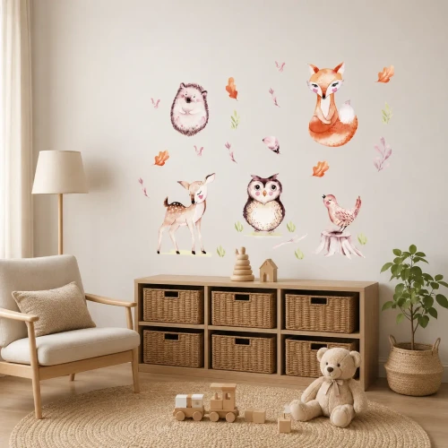 naklejki-na-sciane-do-pokoju-dziecka-lesne-zwierzatka-100x100cm.webp