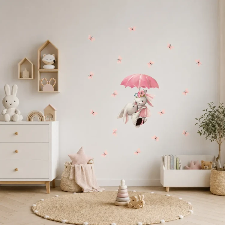 naklejki-na-ścianę-króliczki-motylki-różowe-50x100cm .webp