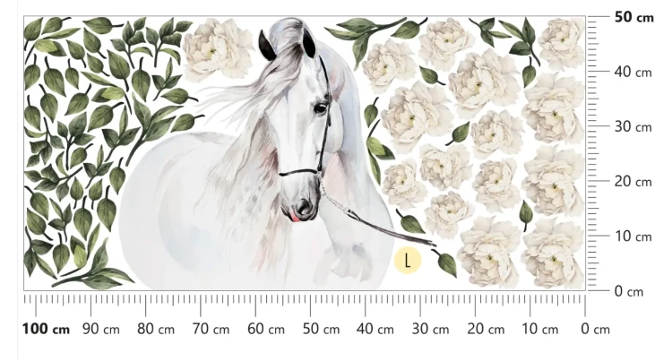 naklejka-na-ścianę-koń-białe-piwonie-50x100cm.webp