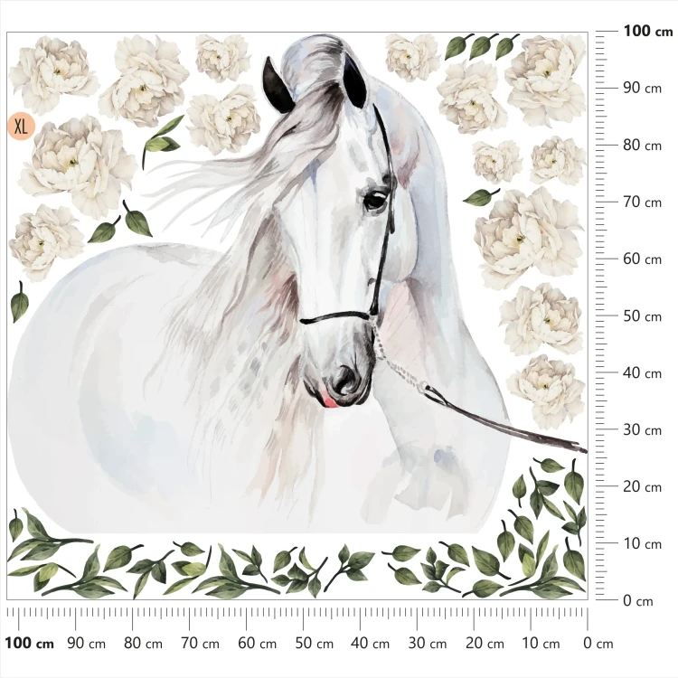 naklejka-na-ścianę-koń-białe-piwonie-100x100cm.webp