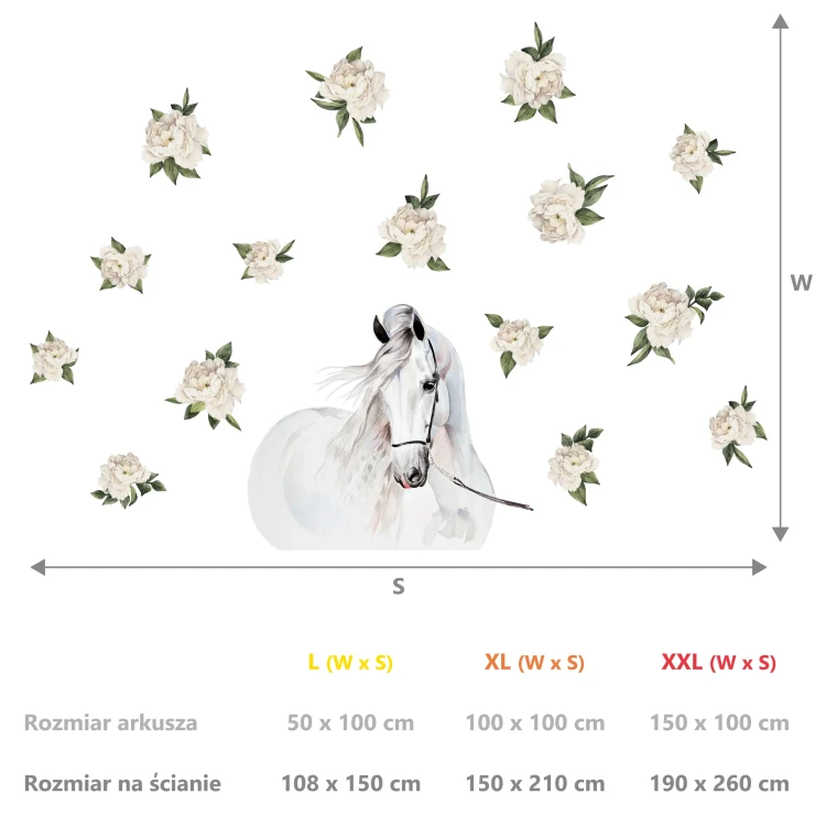 naklejka-na-ścianę-koń-białe-piwonie-100x100cm.webp