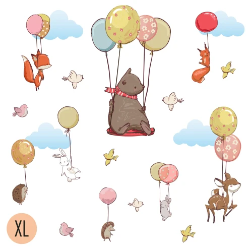 naklejki-na-sciane-zwierzęta-balony-kolorowe-100x100cm .webp