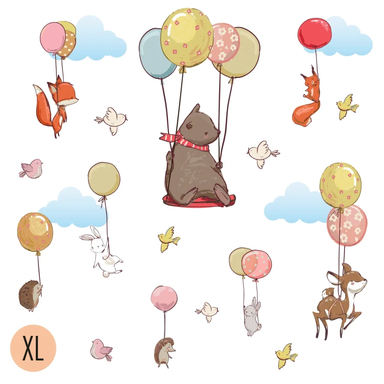 naklejki-na-sciane-zwierzęta-balony-kolorowe-100x100cm .webp