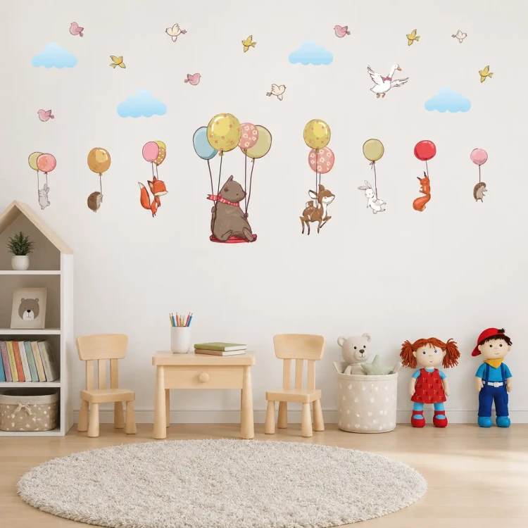 naklejki-na-sciane-zwierzęta-balony-kolorowe-100x100cm.webp