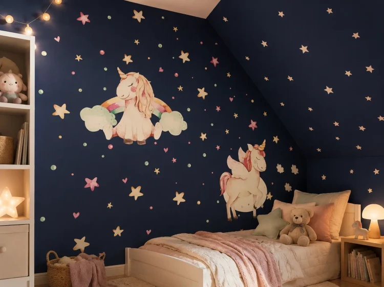 naklejki-na-ścianę-jednorożce-gwiazdki-tęcza-50x100cm .webp