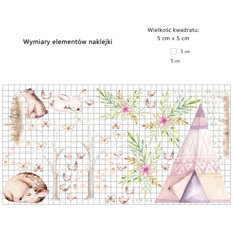 naklejki-na-ścianę-las-drzewa-zwierzęta-100x200cm.webp