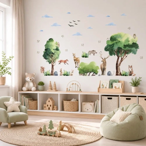 naklejki-na-ścianę-las-naklejki-drzewa-zwierzęta-50x100cm.webp
