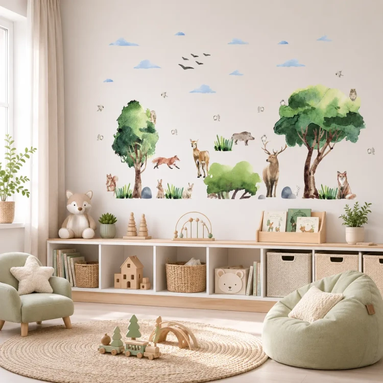 naklejki-na-ścianę-las-naklejki-drzewa-zwierzęta-50x100cm.webp