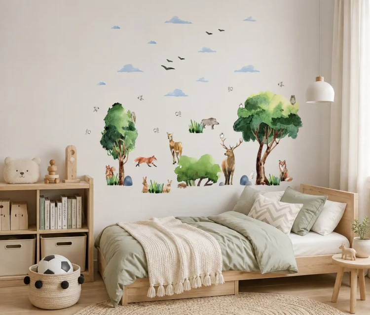 naklejki-na-ścianę-las-naklejki-drzewa-zwierzęta-50x100cm.webp