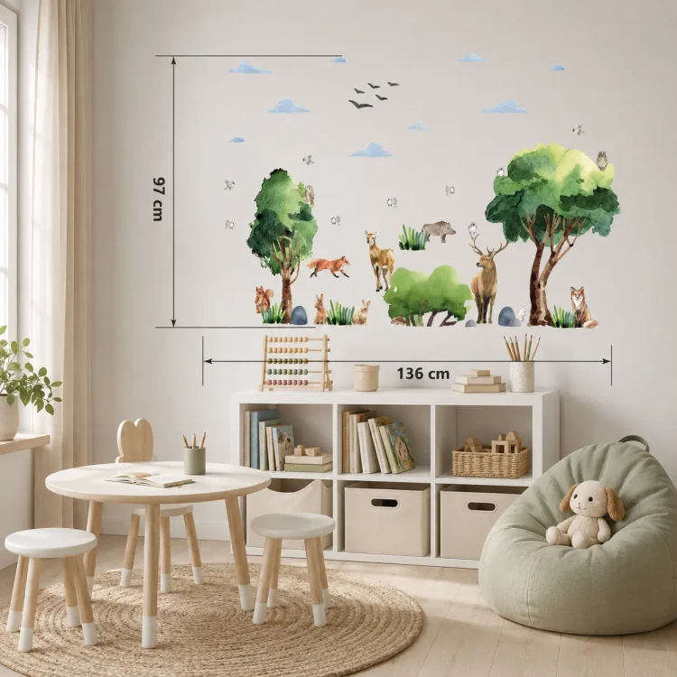 naklejki-na-ścianę-las-naklejki-drzewa-zwierzęta-50x100cm.webp