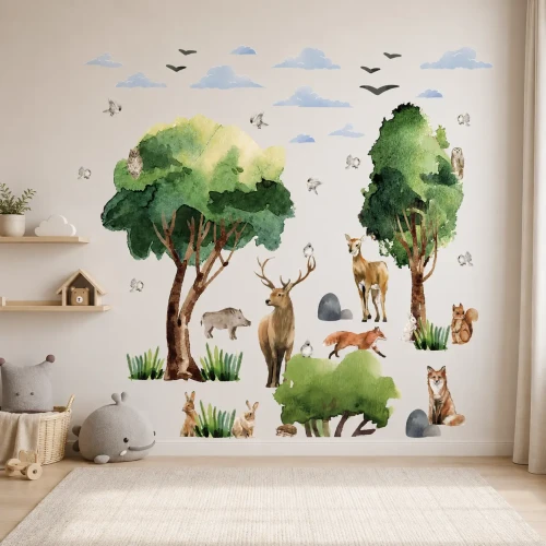 naklejki-na-ścianę-las-naklejki-drzewa-zwierzęta-200x100cm-bardzo-duże.webp