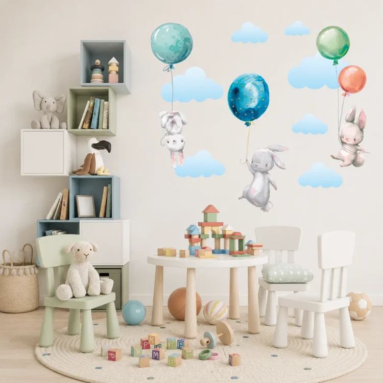 naklejki-na-ścianę-króliczki-balony-kolorowe-200x100cm.webp