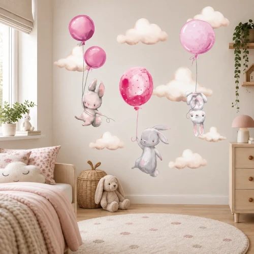 naklejki-na-ścianę-króliczki-balony-różowe-150x100cm.webp
