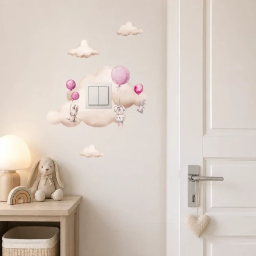 osłona-ściany-pod-włącznik-światła-króliczki-różowe-balony.webp