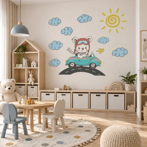 naklejki-na-ścianę-misie-miś-w-samochodzie-150x100cm.webp