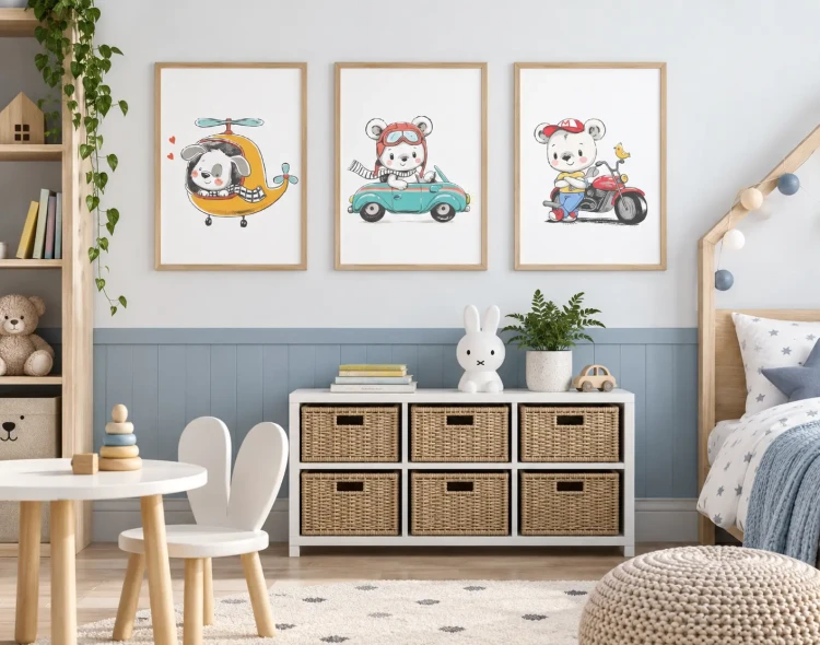 plakat-do-pokoju-dziecka-3-sztuki-50x70-cm-misie-i-pojazdy.webp