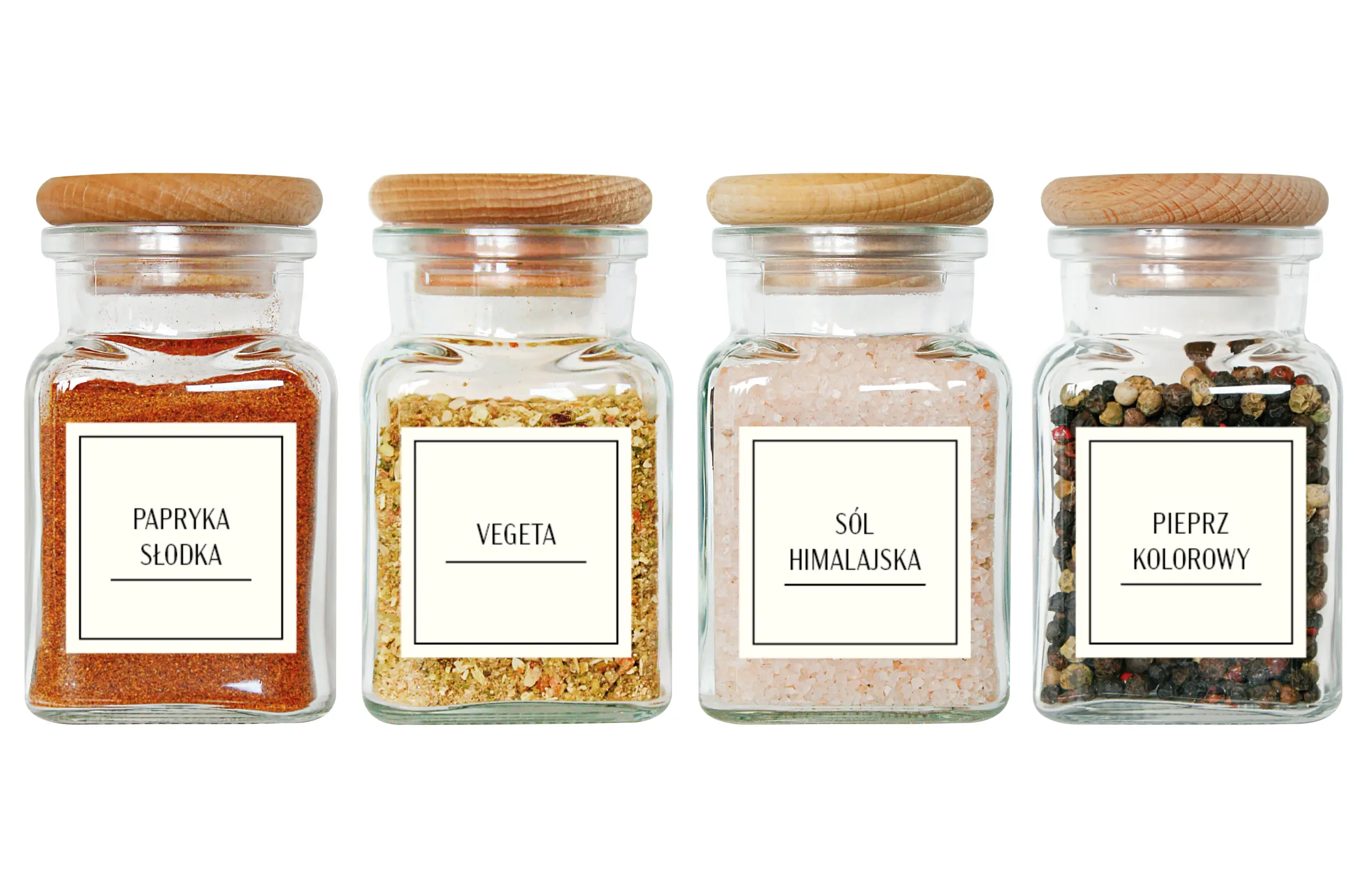 nalepki na przyprawy 4x4cm kremowe wodoodporne