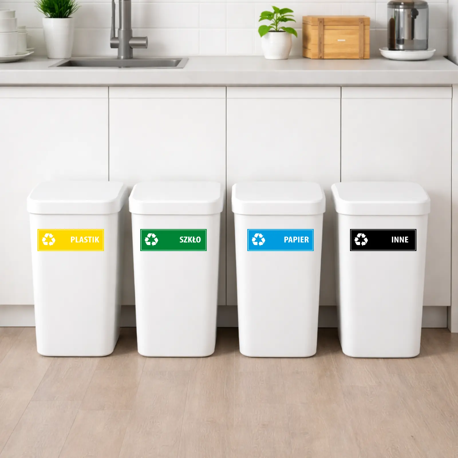 Naklejki na kosze do segregacji 15×5 cm