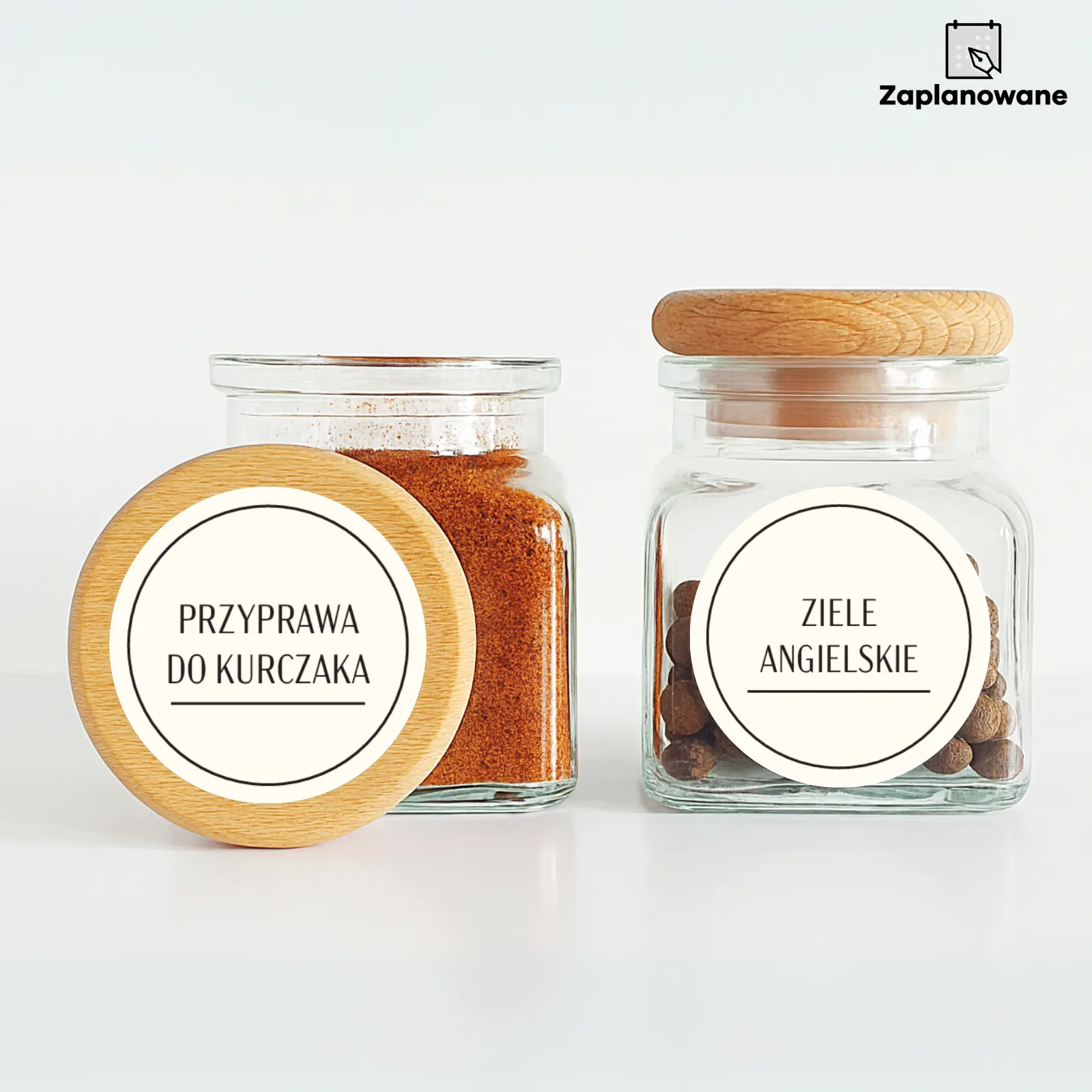 naklejki na przyprawy kremowe okrągłe minimalistyczne 4cm