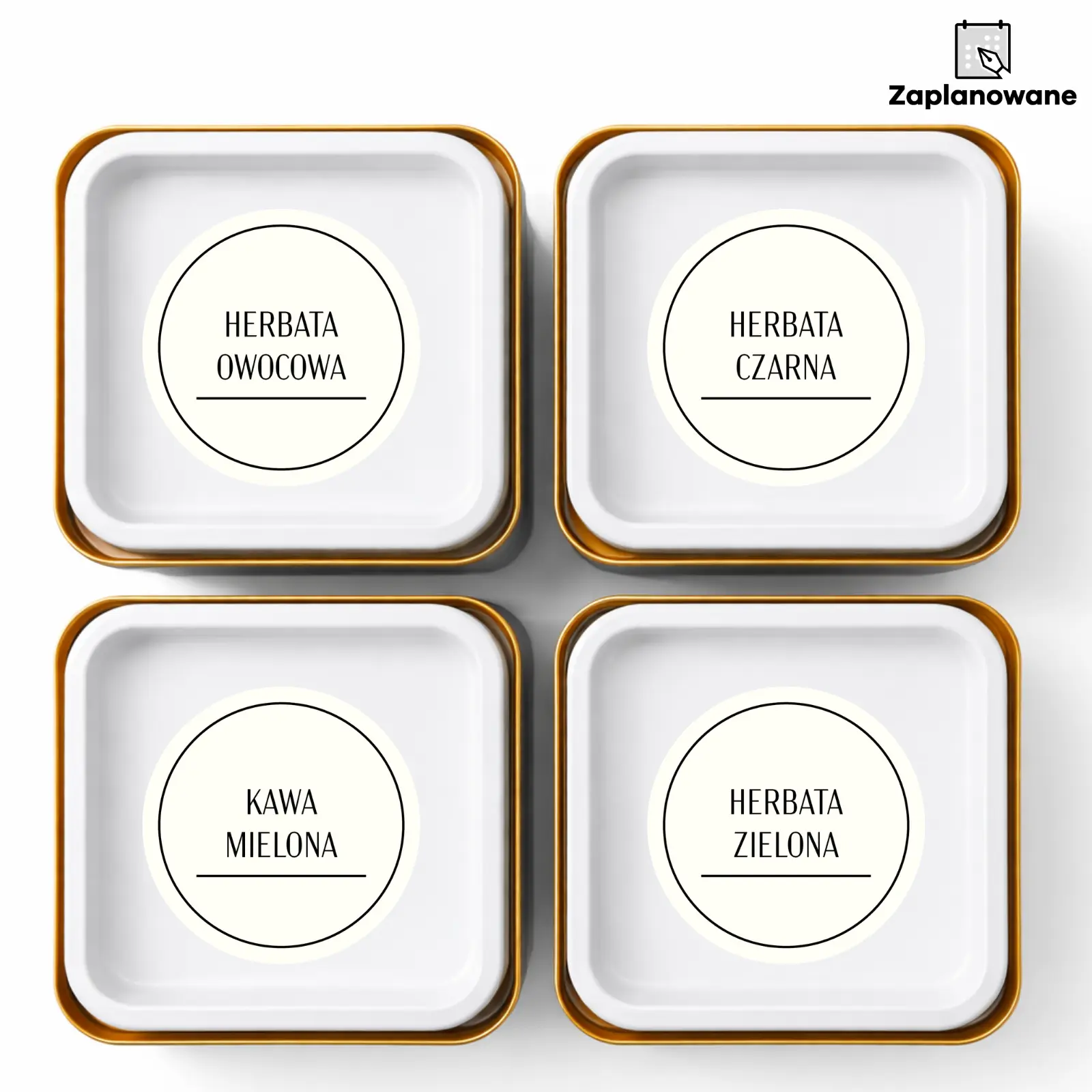 Naklejki na zamówienie 6 cm na puszki na herbatę i kawę