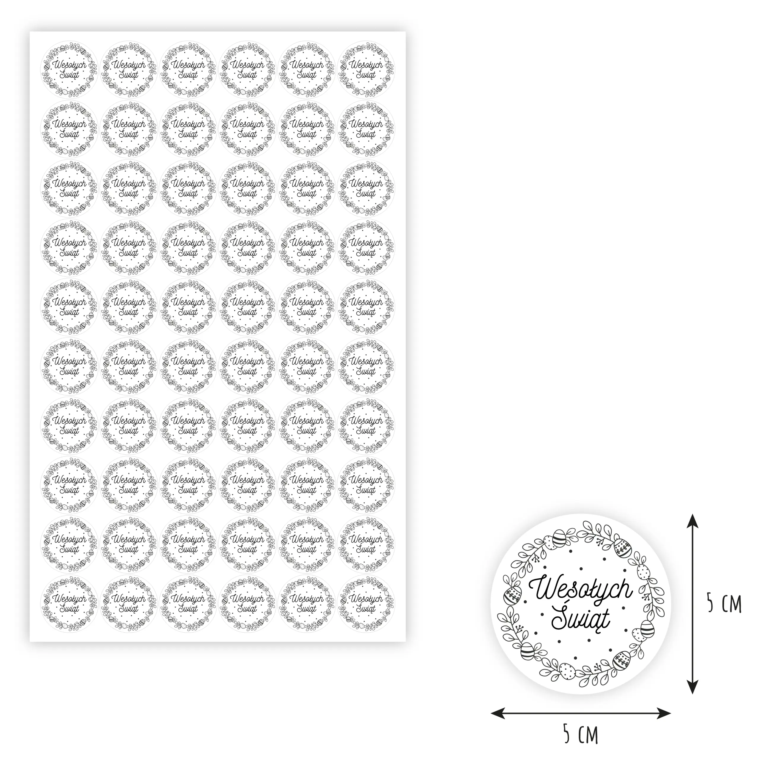 naklejki wielkanocne 5 cm średnica Wesołych Świąt