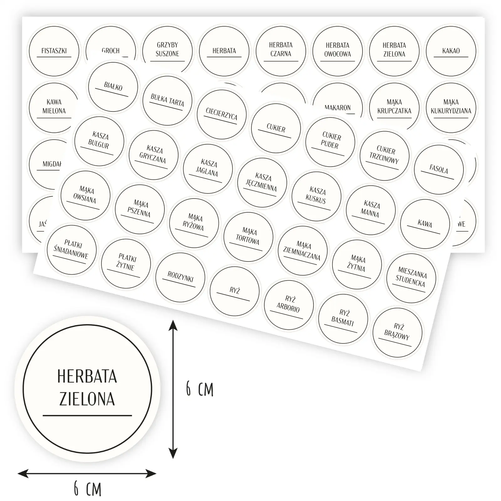 naklejki na słoiki kuchenne 6 cm kremowe zestaw 60 etykiet na produkty sypkie