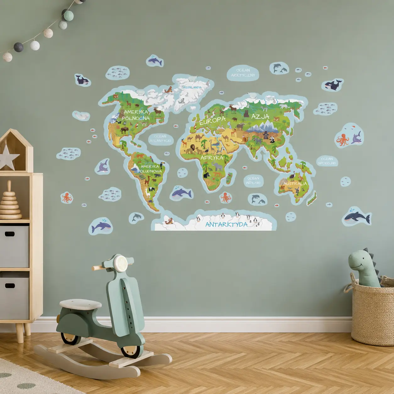 Mapa świata na ścianę dla dzieci