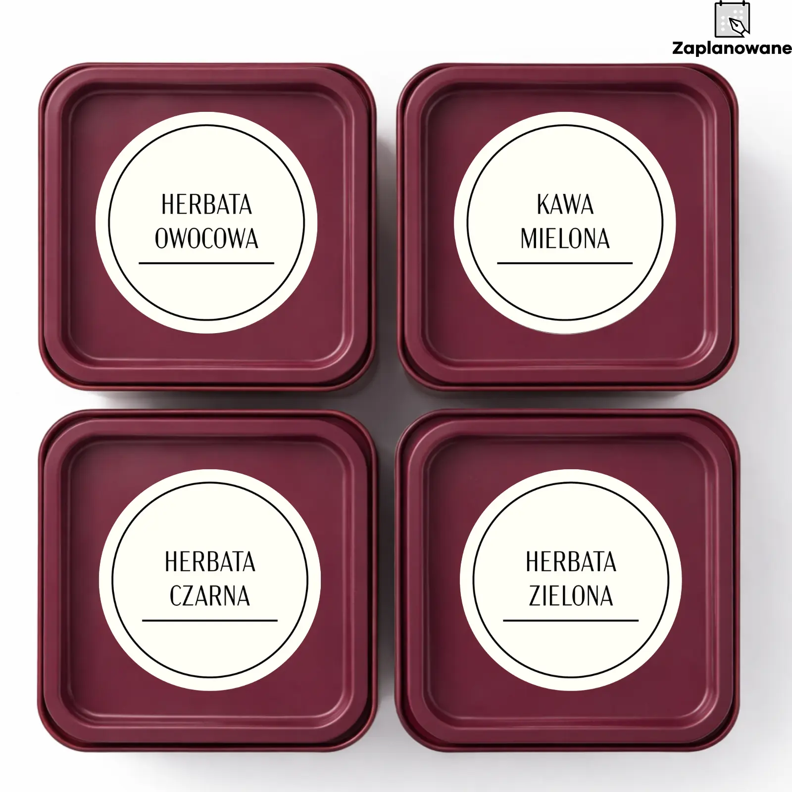 Naklejki na zamówienie 6 cm na puszki na herbatę i kawę
