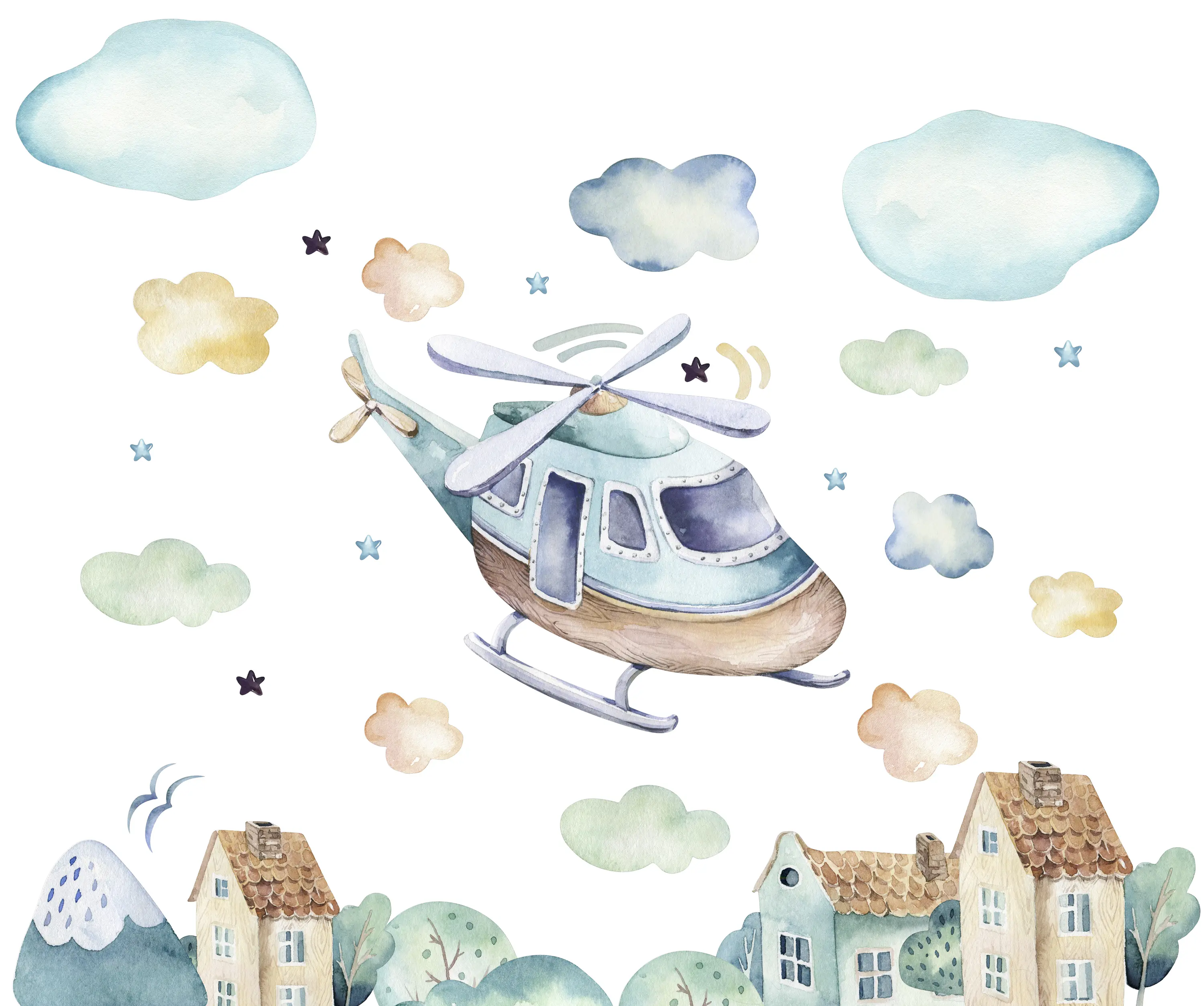 naklejki na sciane dla chłopca helikopter