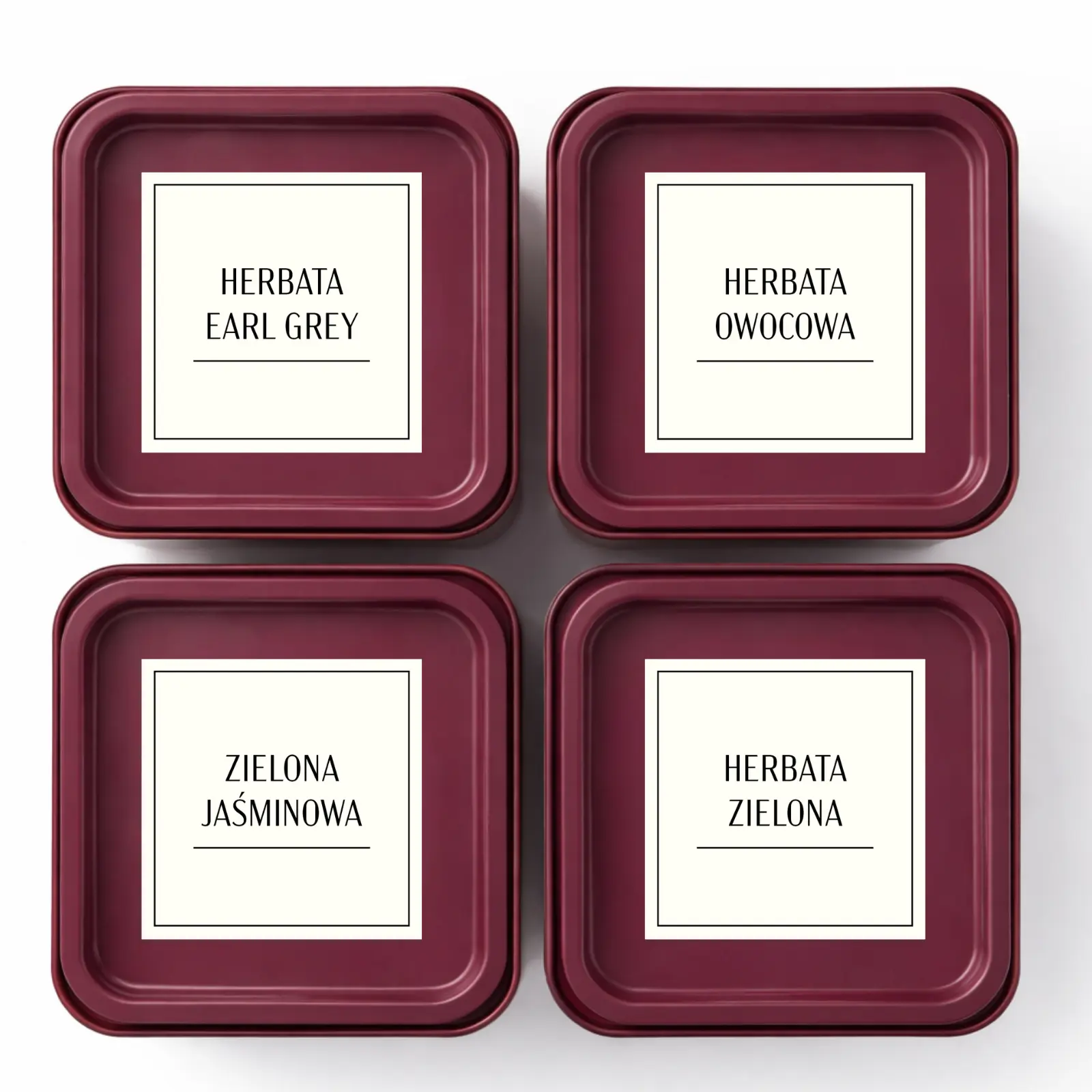 puszki na herbatę naklejki personalizowane