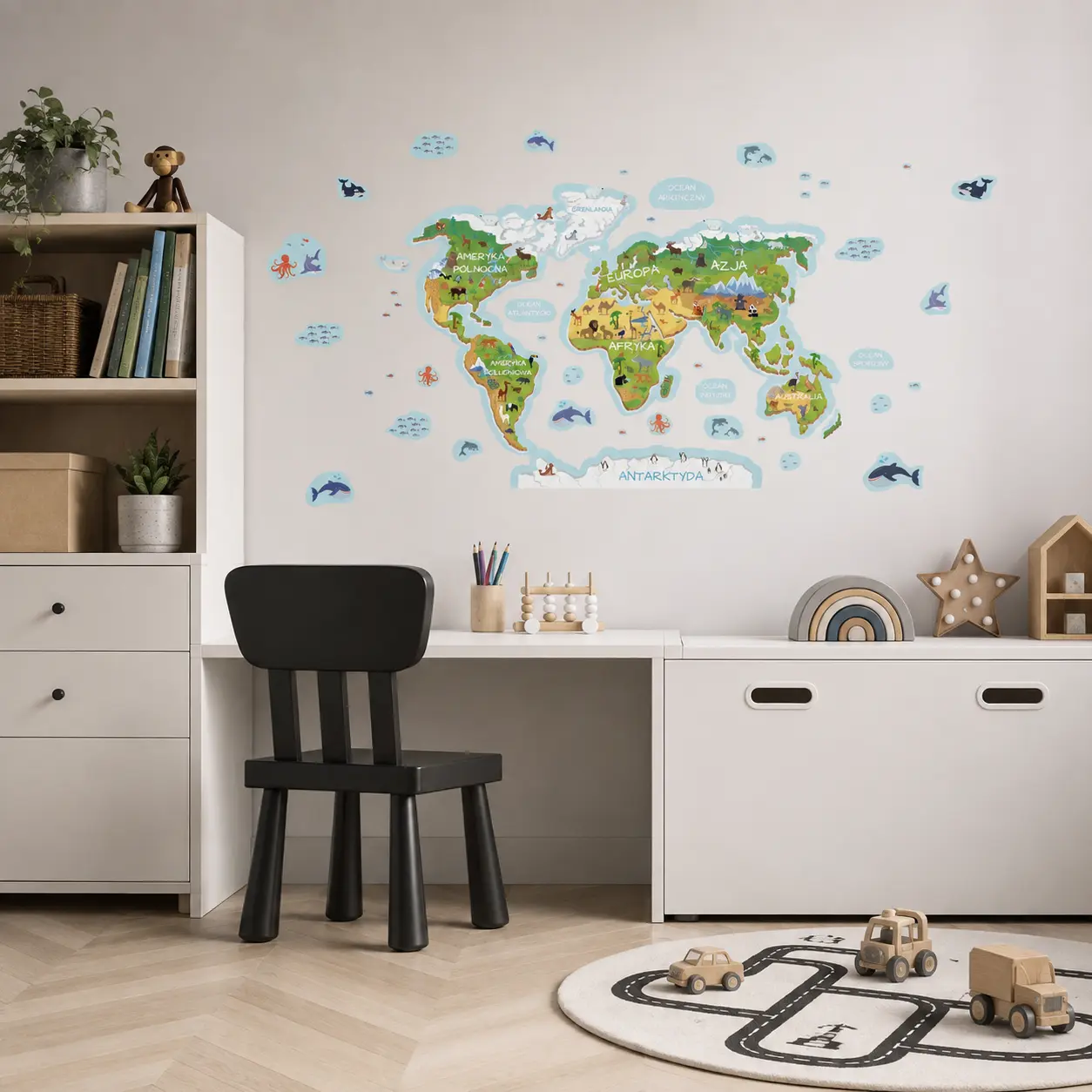 mapa świata na ścianę dla dzieci naklejki na ściany