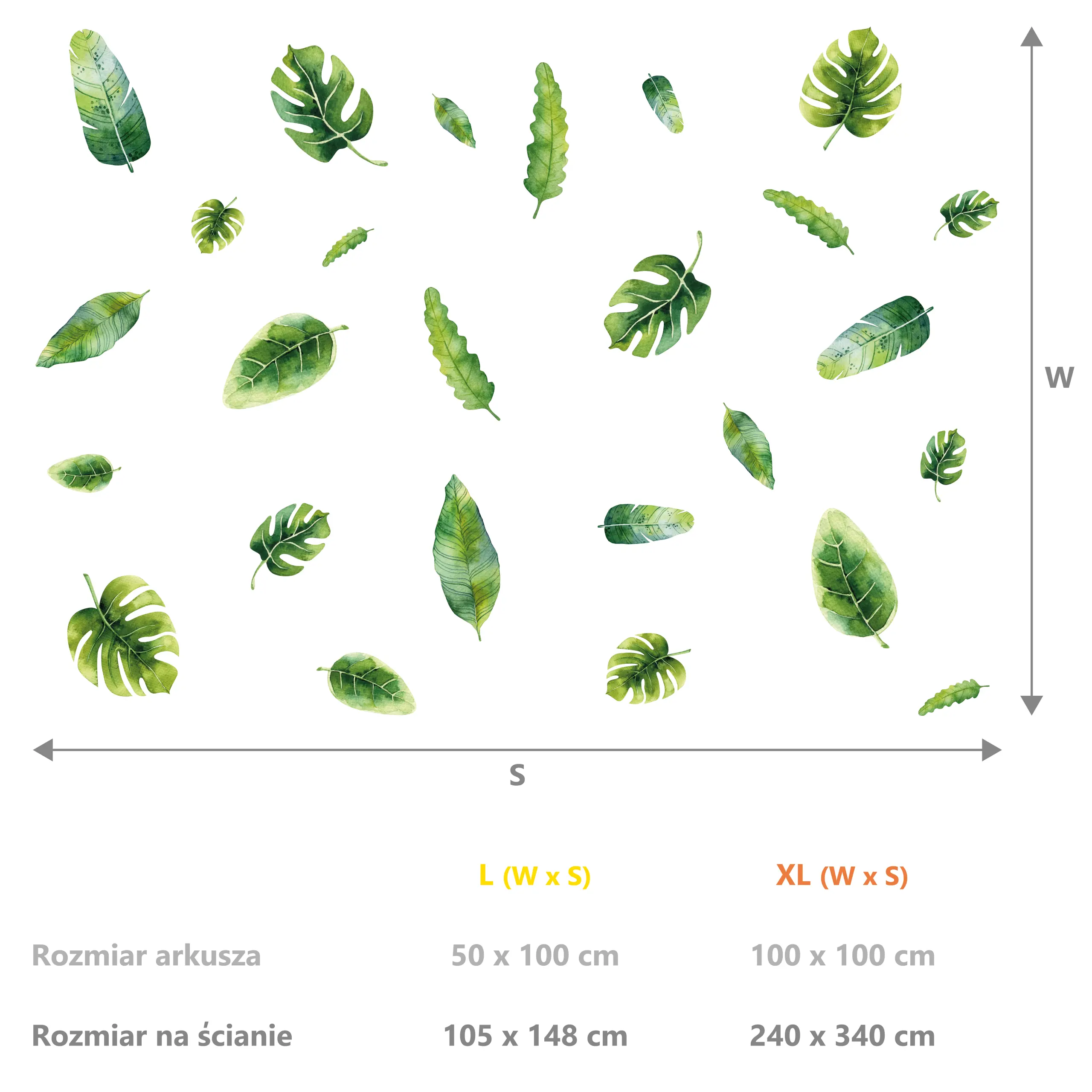 liście na ścianę naklejka monstera